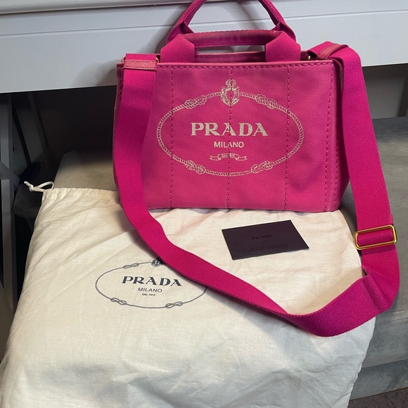 Prada Small Pink Canapa Bag With Dustbag And Card - Picture 4 of 16